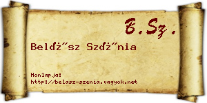 Belász Szénia névjegykártya